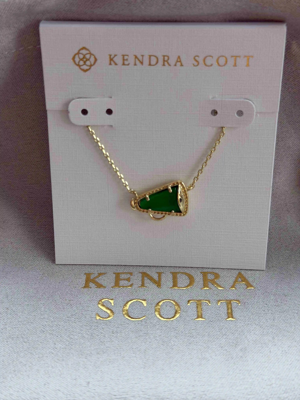 Kendra Scott Green Pendant Gold Necklace